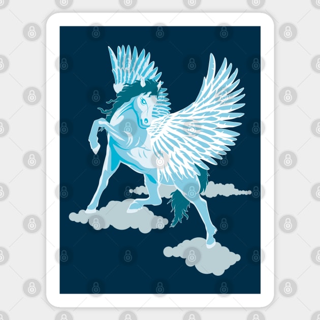 Flying Pegasus Winged Horse in the sky Sticker by TMBTM
